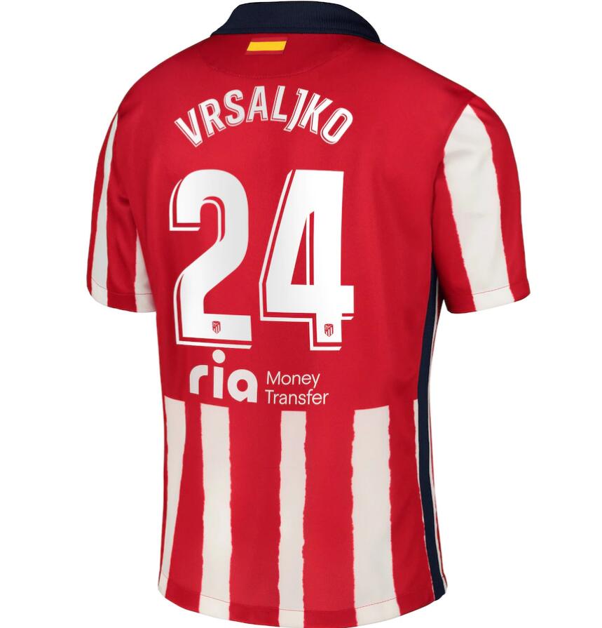 Atlético de Madrid Home Kit Soccer Jersey with Vrsaljko 24 printing 2020/21